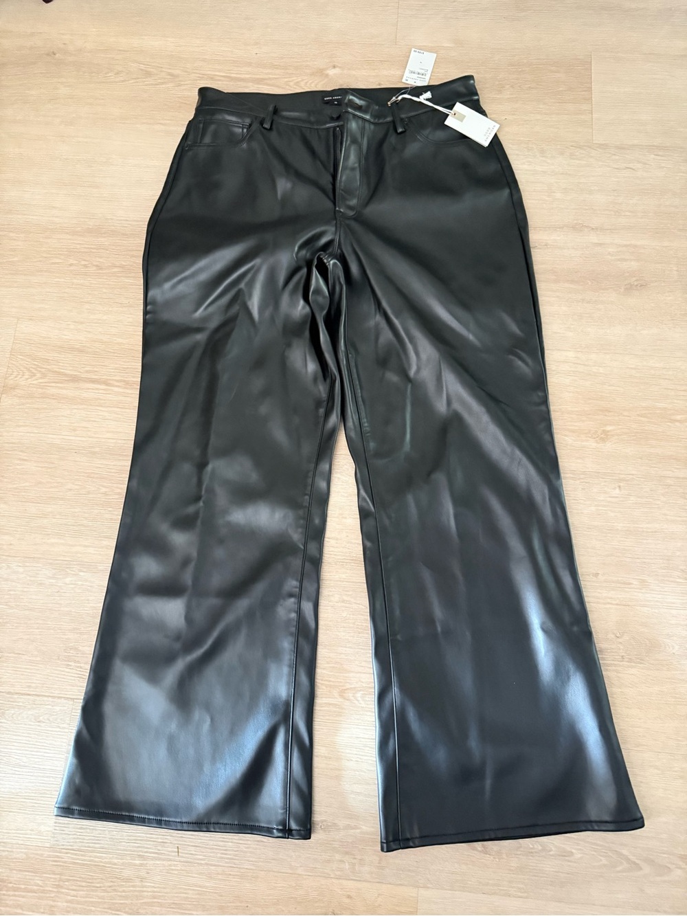 Good American Black Faux Leather High-Shine Pants